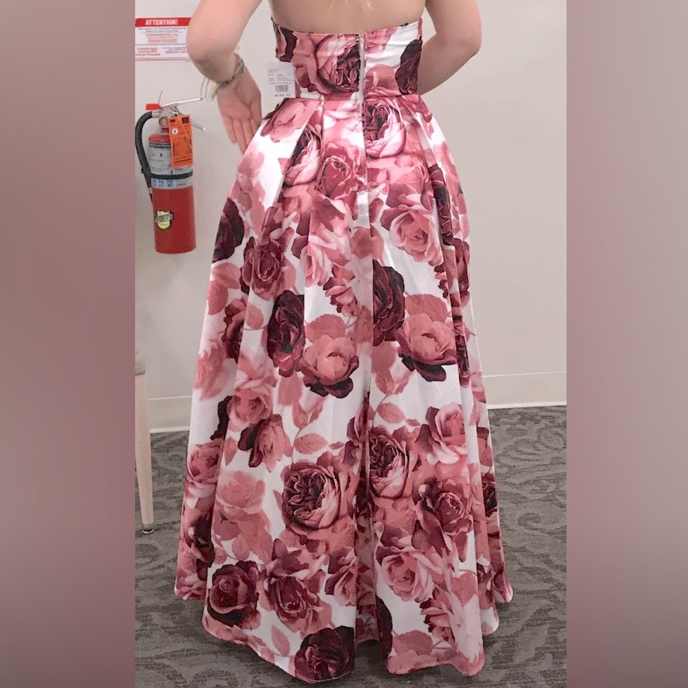 Strapless pink prom dress